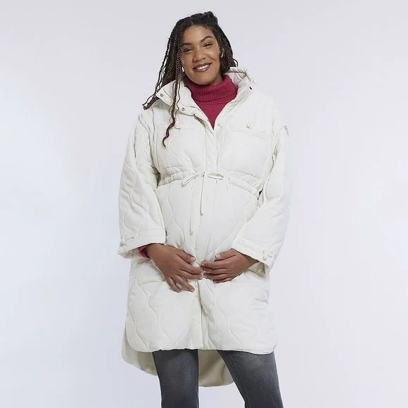 NWOT Motherhood Maternity Puffer Jacket in winter white - Picture 7 of 7